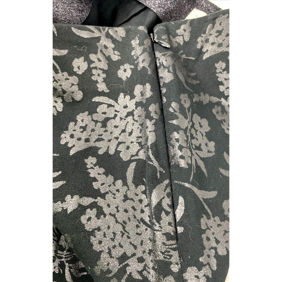 Womens Pants Size 4 Black Denim Shiny Floral Stretch Side Zip‎ Skinny - Picture 11 of 11